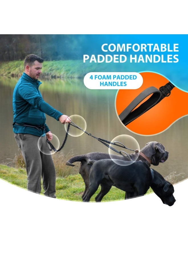 KISSUN Hands Free Double Dog Leash – Dual Dog Leash for Medium and Large Dogs – Dog Leash for 2 Dogs with Padded Handles, Reflective Sches, No Pull, Tangle Free - Image 4